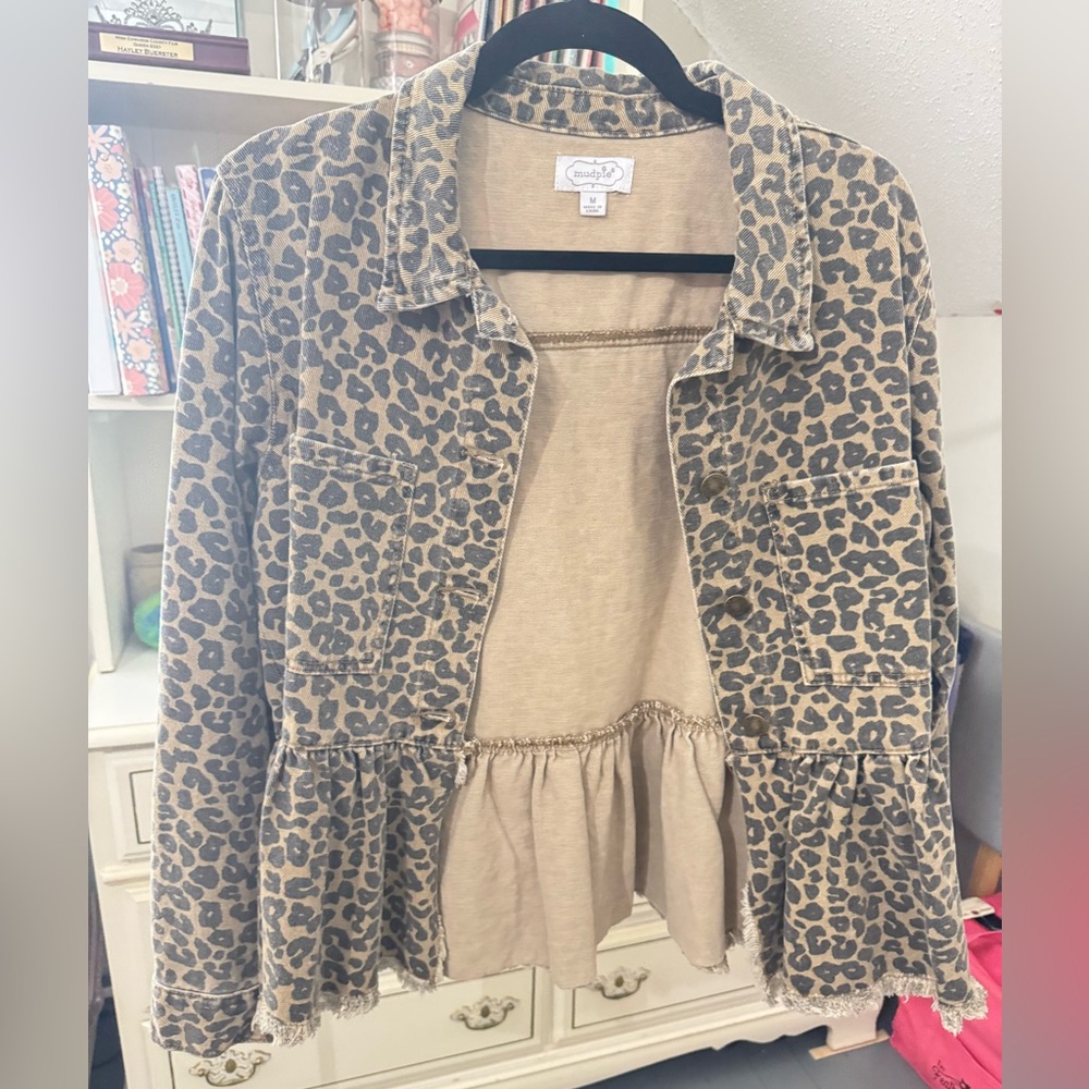 Mud Pie Leopard Print Jacket - Tan and Black
